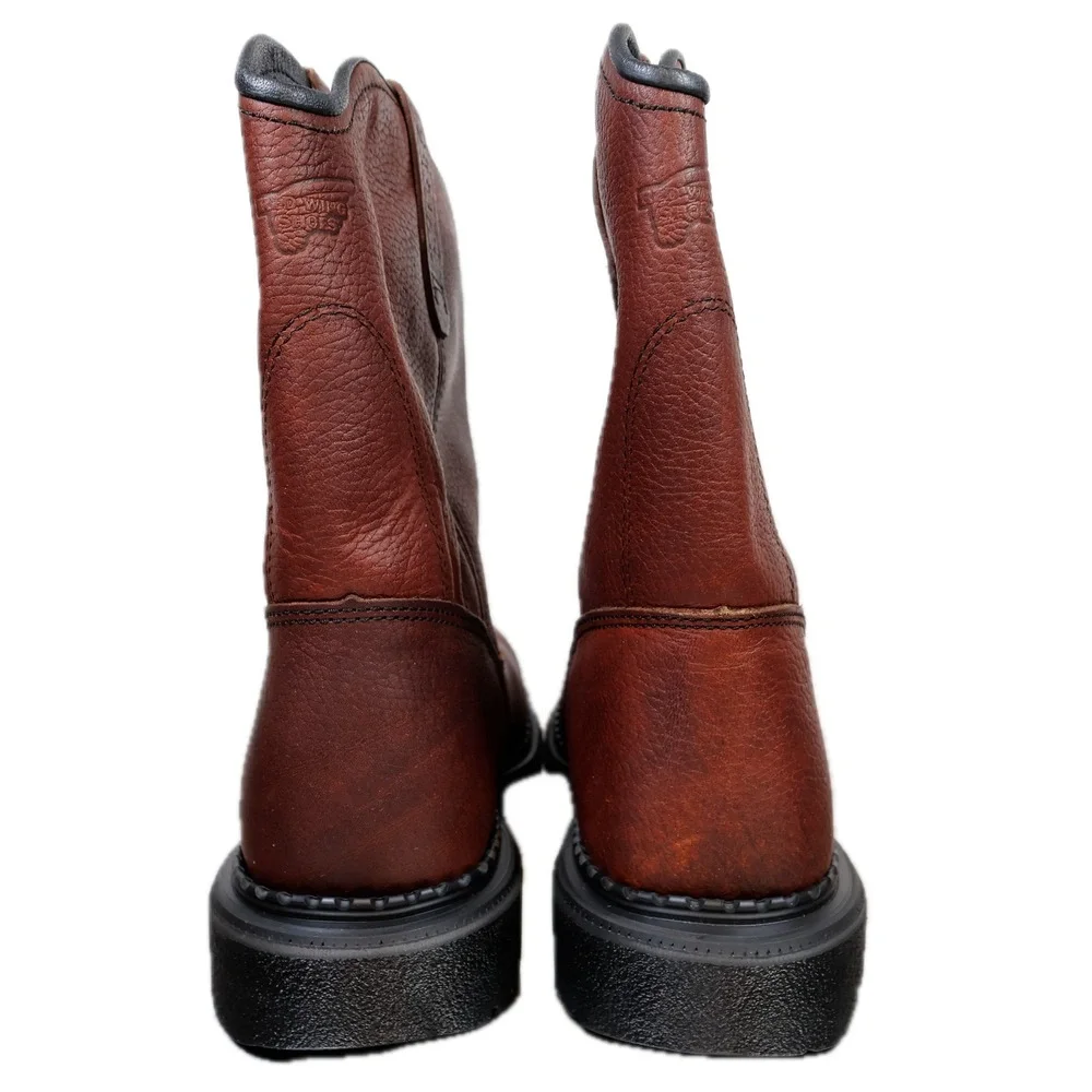 Red Wing Pecos DynaForce Work Boots Mens 9 D Brown Leather Pull On 1149 USA EH